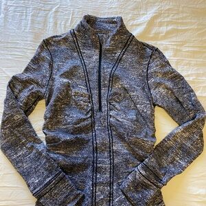 Lululemon Gray White Black Full Length Quarter Zip Jacket Size 8